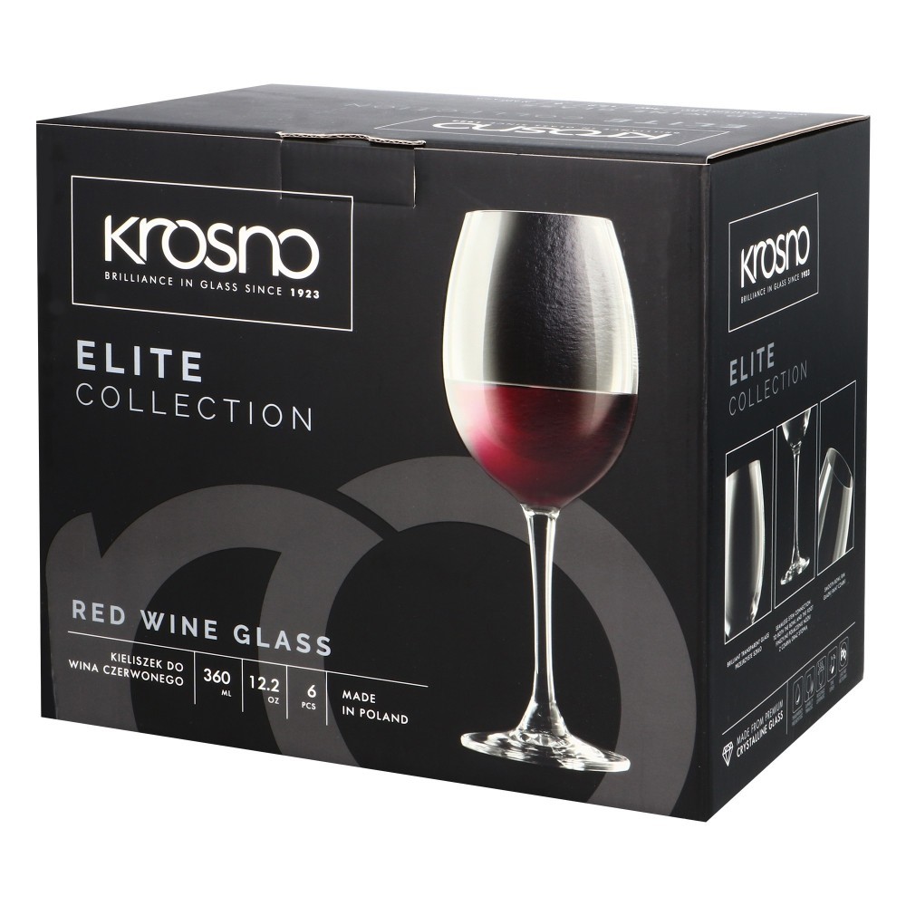 Набір келихів для червоного вина Krosno Elite, скло, 360 мл, 6 шт. (788586) - фото 3
