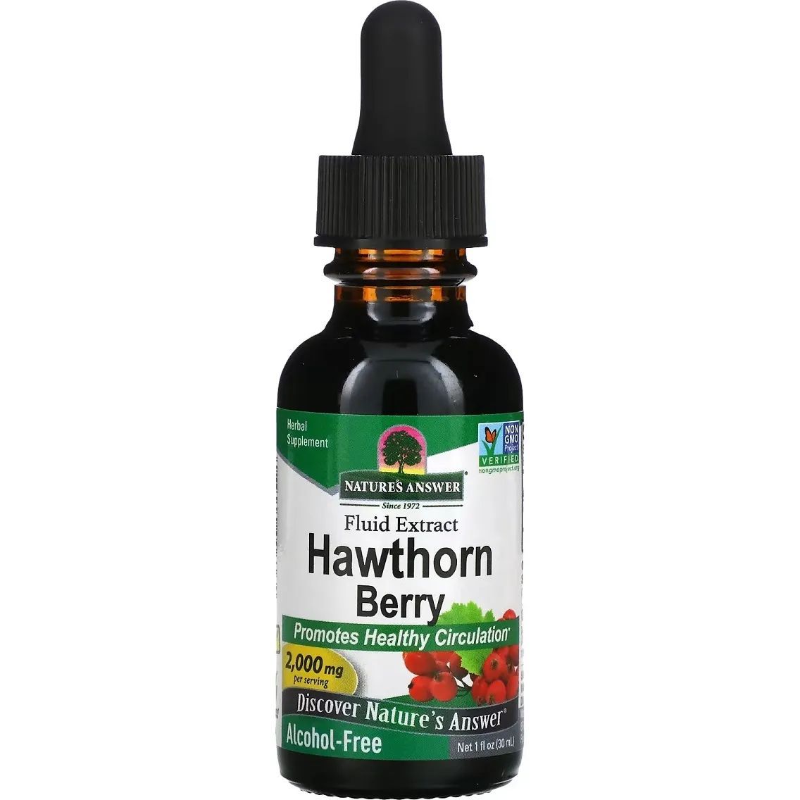 Экстракт ягод боярышника Nature's Answer Hawthorn Berry 2000 мг 30 мл - фото 1