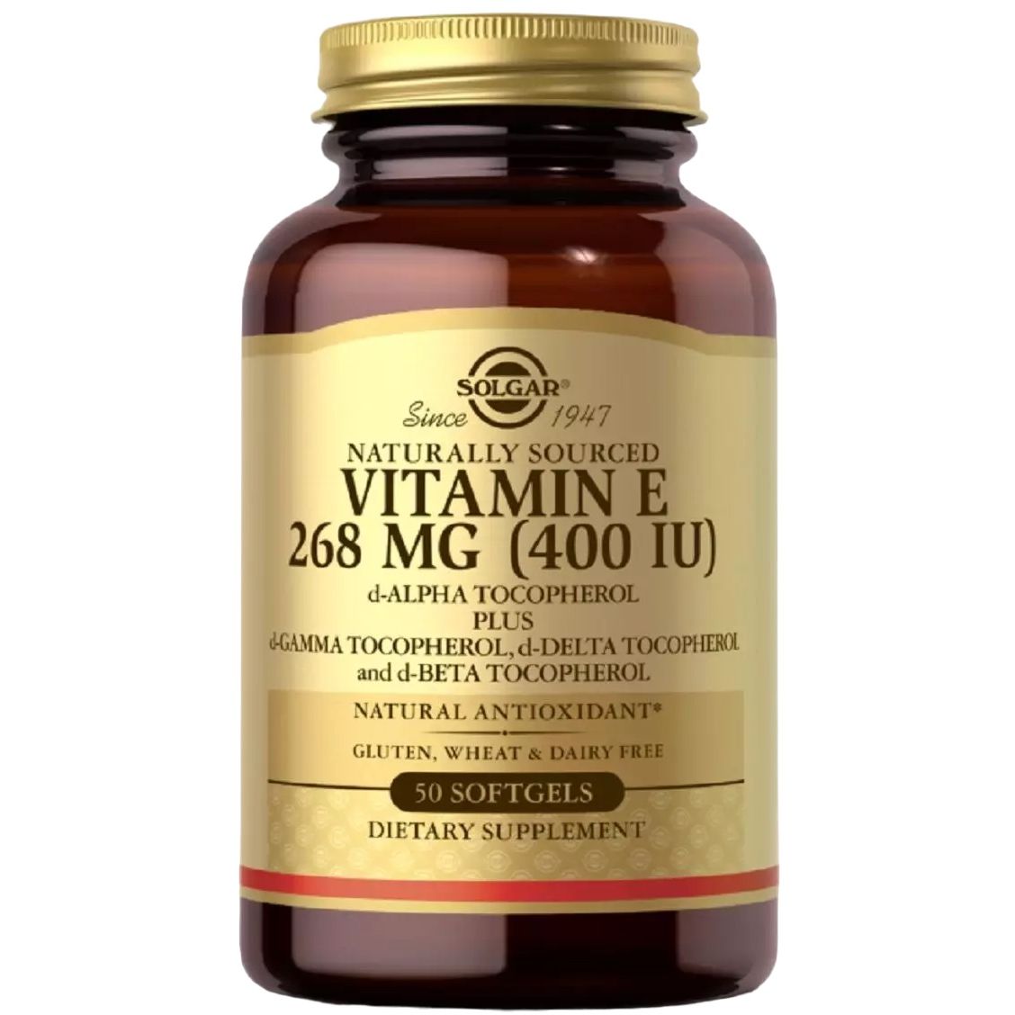 Вітамін E Solgar Vitamin E d-Alpha Tocopherol & Mixed Tocopherols 268 мг 50 капсул - фото 1