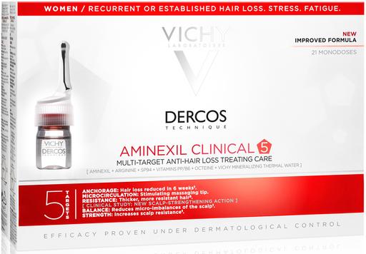 Средство против выпадения волос Vichy Dercos Aminexil Clinical 5, для женщин, 21 шт. - фото 5