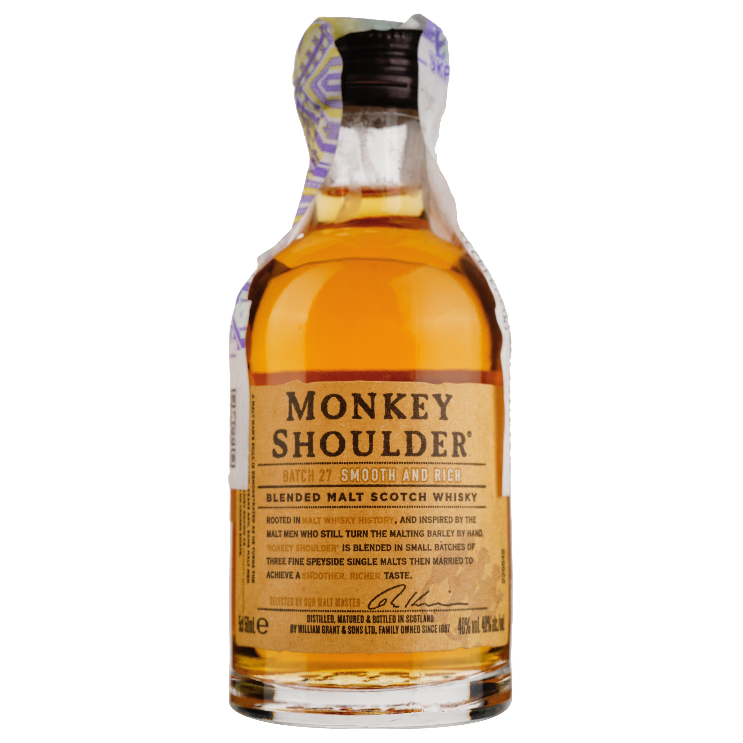 Віски Monkey Shoulder Blended Malt Scotch Whisky, 40%, 0,05 л - фото 1