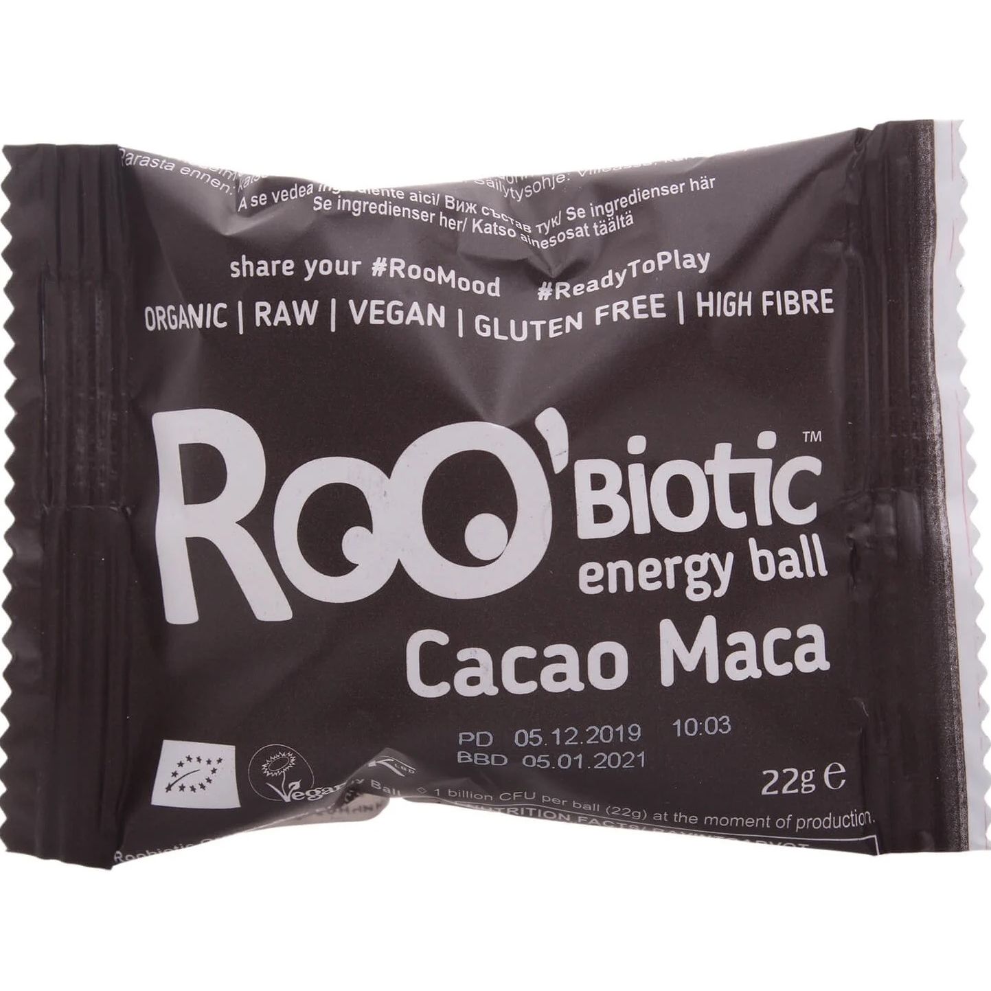 Батончик Roo'Biotic энергетический какао-мак 22 г (762435) - фото 1