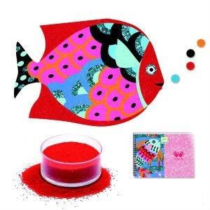 Набор для рисования цветным песком и блестками Djeco Радужные рыбки (DJ08661) - фото 3