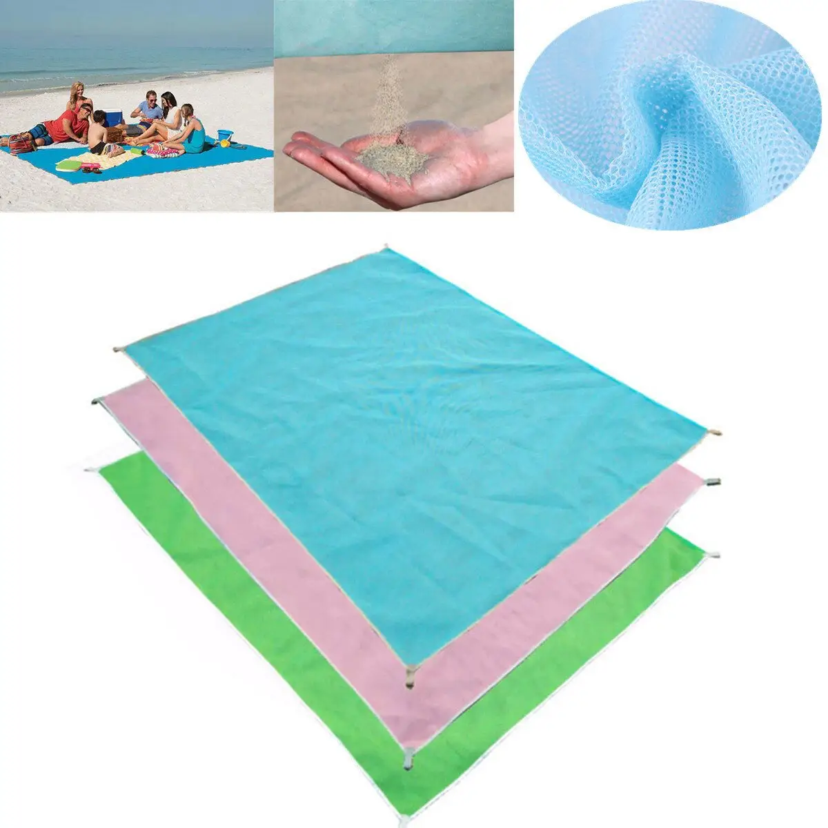 Пляжный коврик Supretto Антипесок 200 х 150 см голубой (55320002) - фото 2
