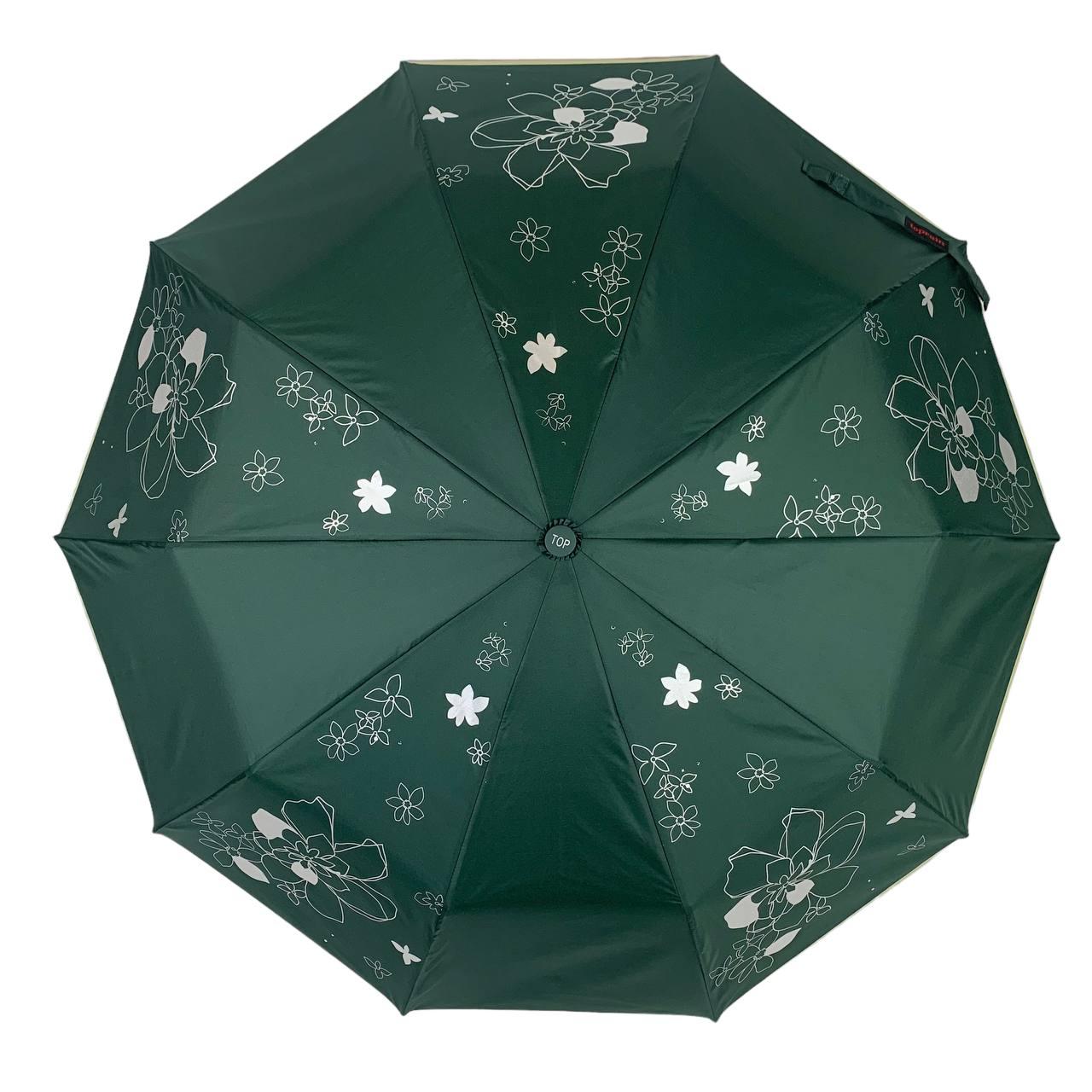 Жіноча складана парасолька механічна Toprain 97 см зелена - фото 2