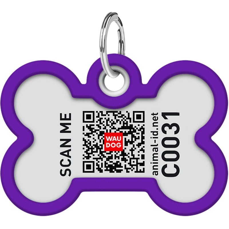 Адресник для собак и кошек Waudog Smart ID с QR паспортом Градиент фиолетовый 4х2.8 см - фото 4