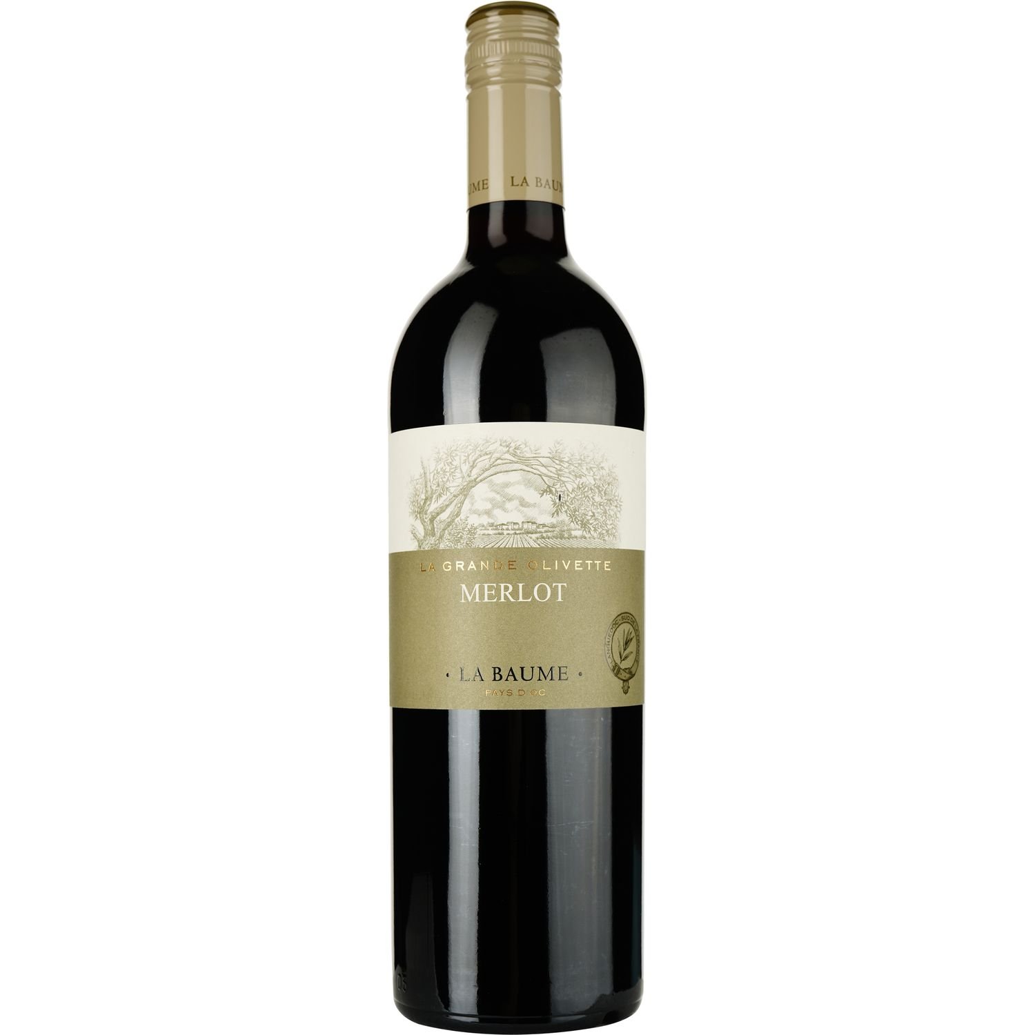 Вино Domaine De La Baume Grande Olivette Merlot IGP Pays d'Oc 2020 червоне сухе 0.75 л - фото 1