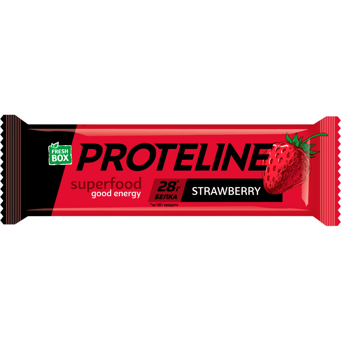 Батончик протеиновый Fresh Box ProteLine со вкусом клубники глазированный кондитерской глазурью 40 г - фото 1