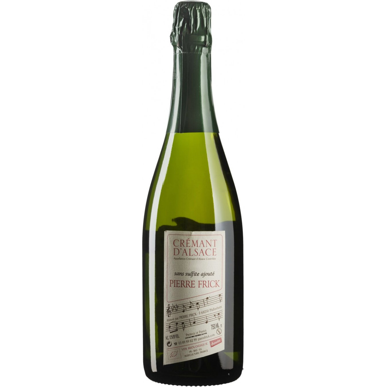 Игристое вино Pierre Frick Cremant D'Alsace Sans Sulfite Ajoute 2019 белое брют 0.75 л - фото 1