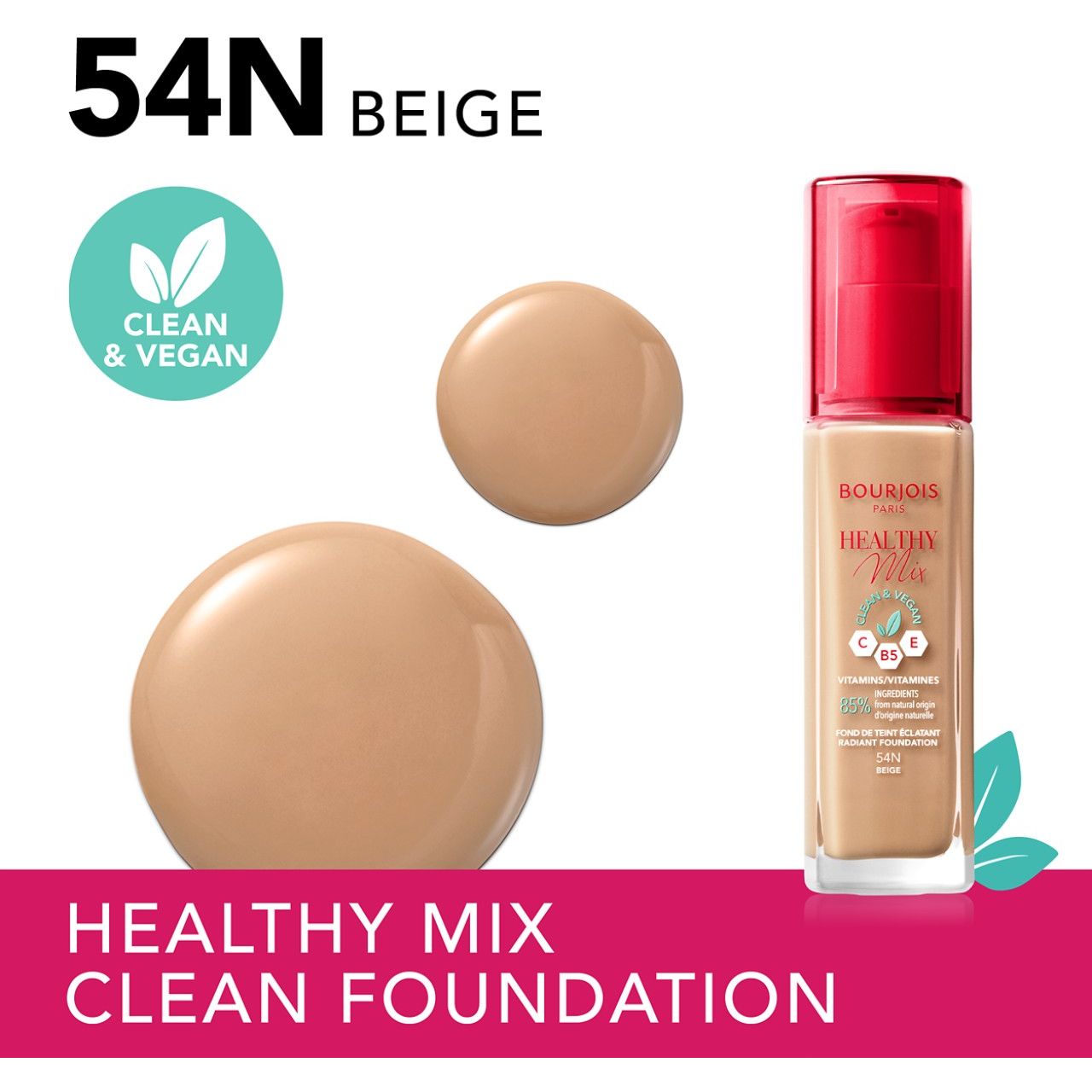 Тональна основа Bourjois Healthy Mix Clean & Vegan відтінок 54N (Beige) 30 мл - фото 3