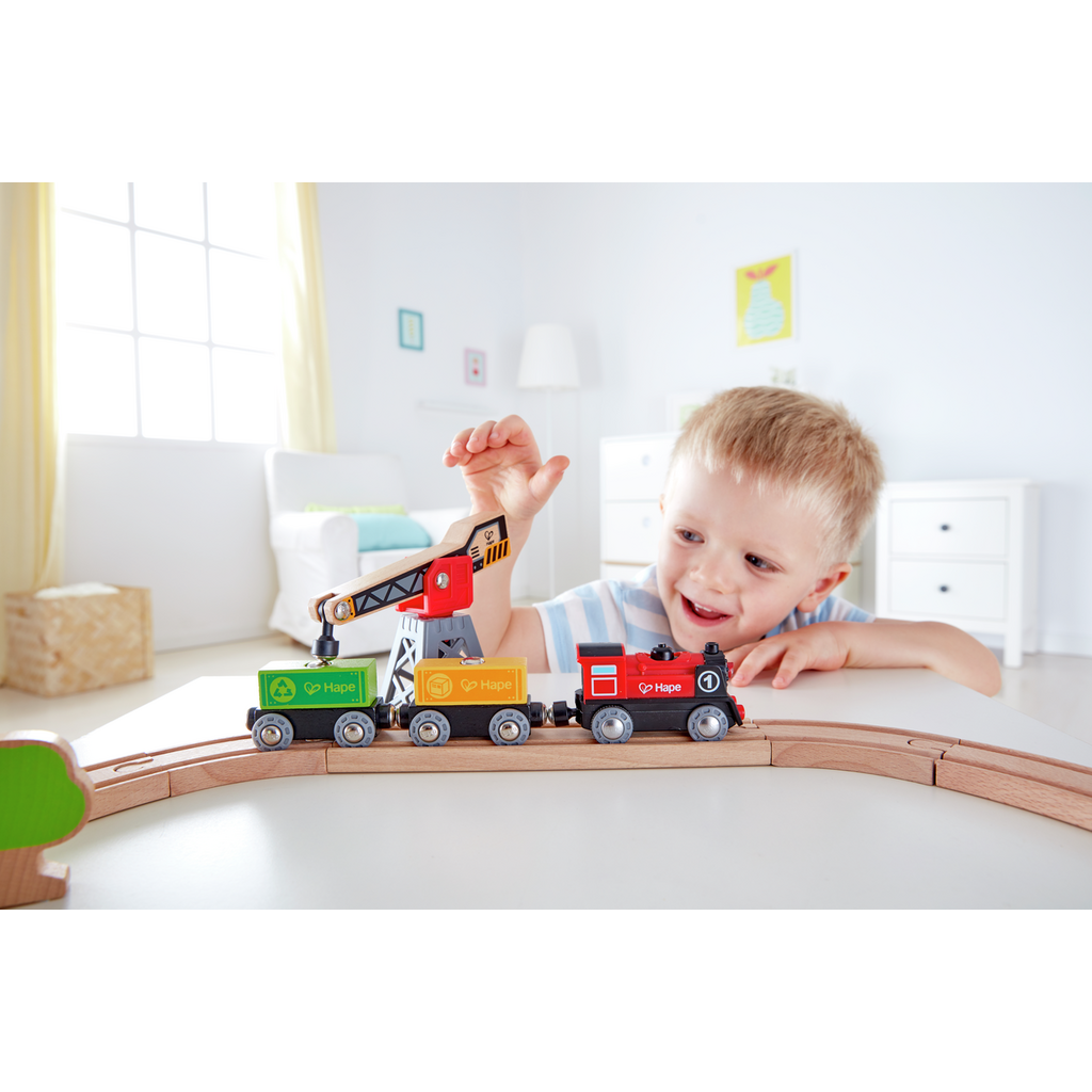 Іграшкова залізниця Hape Доставка вантажів 19 елементів (E3731) - фото 5