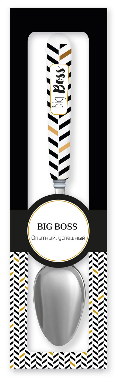 Ложка чайна Be Happy Black&Gold Big Boss, 163х13х33 мм, чорний з золотим (Л_ГВ007) - фото 1