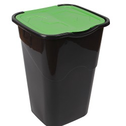 Відро для сміття з кришкою Heidrun Refuse, 50 л, чорний з зеленим (1433) - фото 1