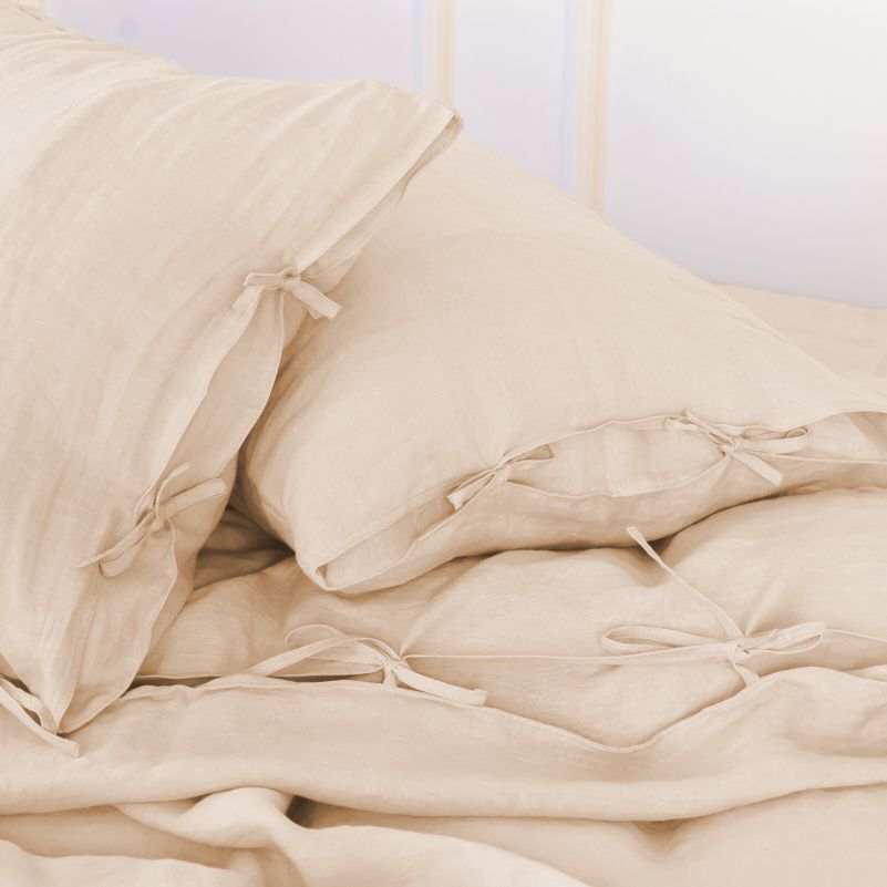 Комплект постільної білизни MirSon Natural Linen Amalia льон King Size помаранчево-рожевий (2200008248727) - фото 7