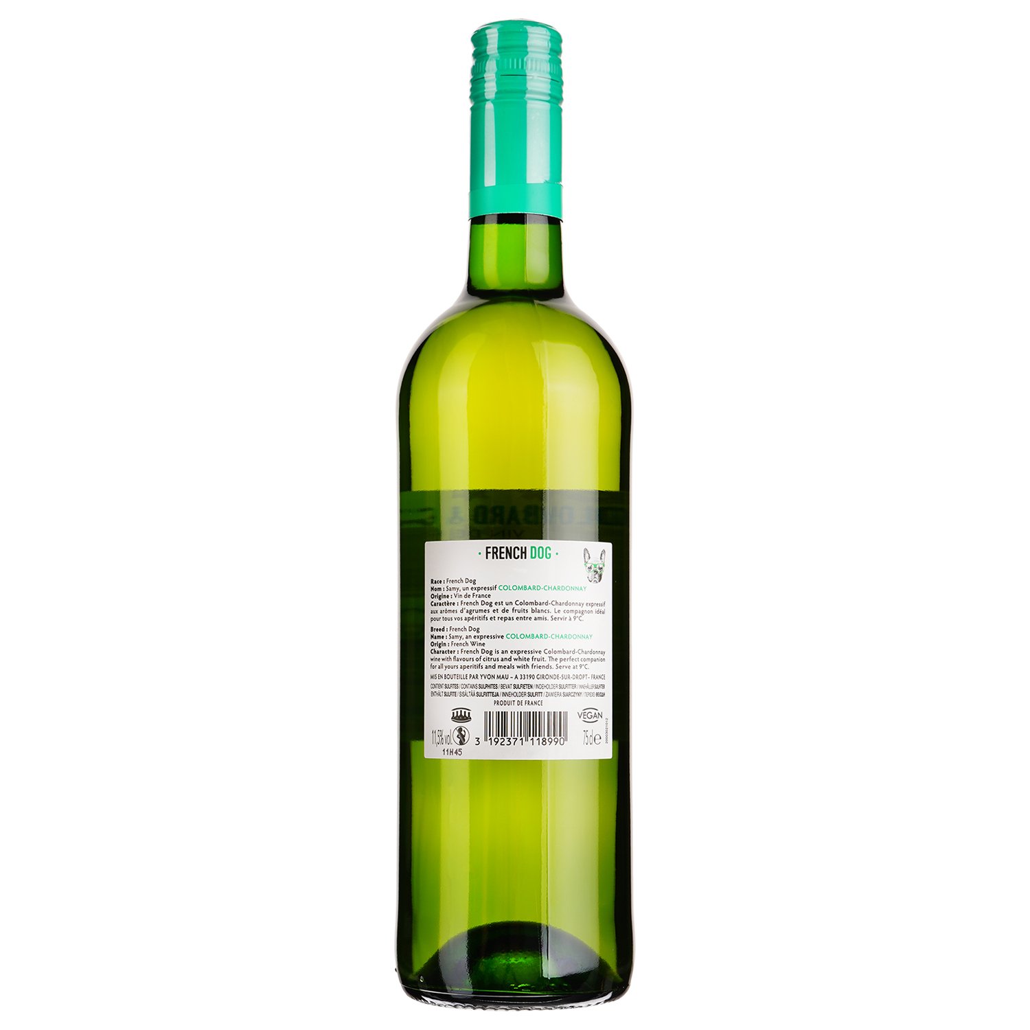 Вино French Dog Colombard&Chardonnay Cotes De Gascogne IGP, белое, сухое, 0,75 л - фото 2
