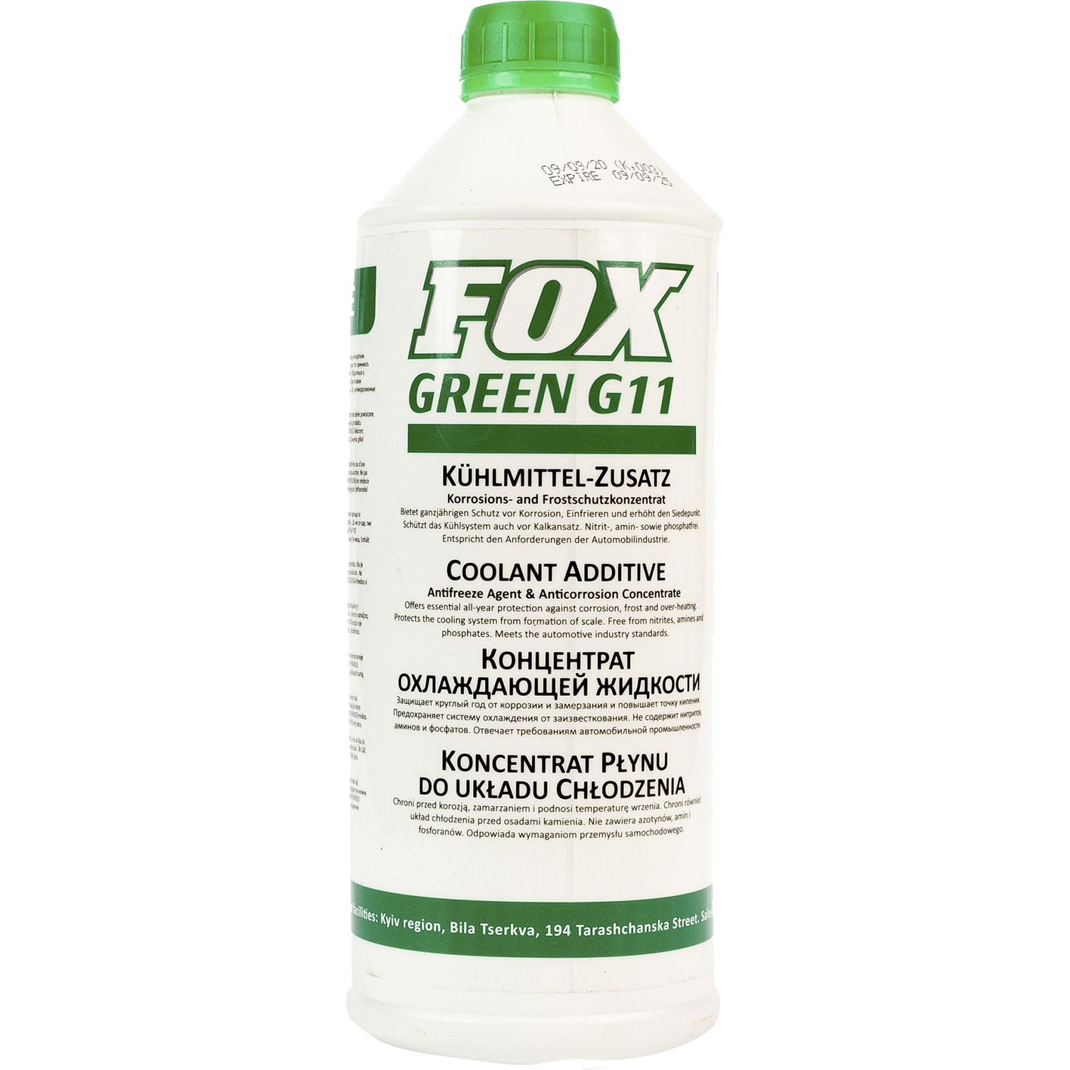 Охлаждающая жидкость Fox антифризовый концентрат зеленый 1.5 л - фото 1