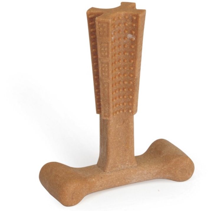 Іграшка для собак Camon кісточка для підтримки здоров'я зубів, Т-образна, бамбукова, 10 см - фото 2