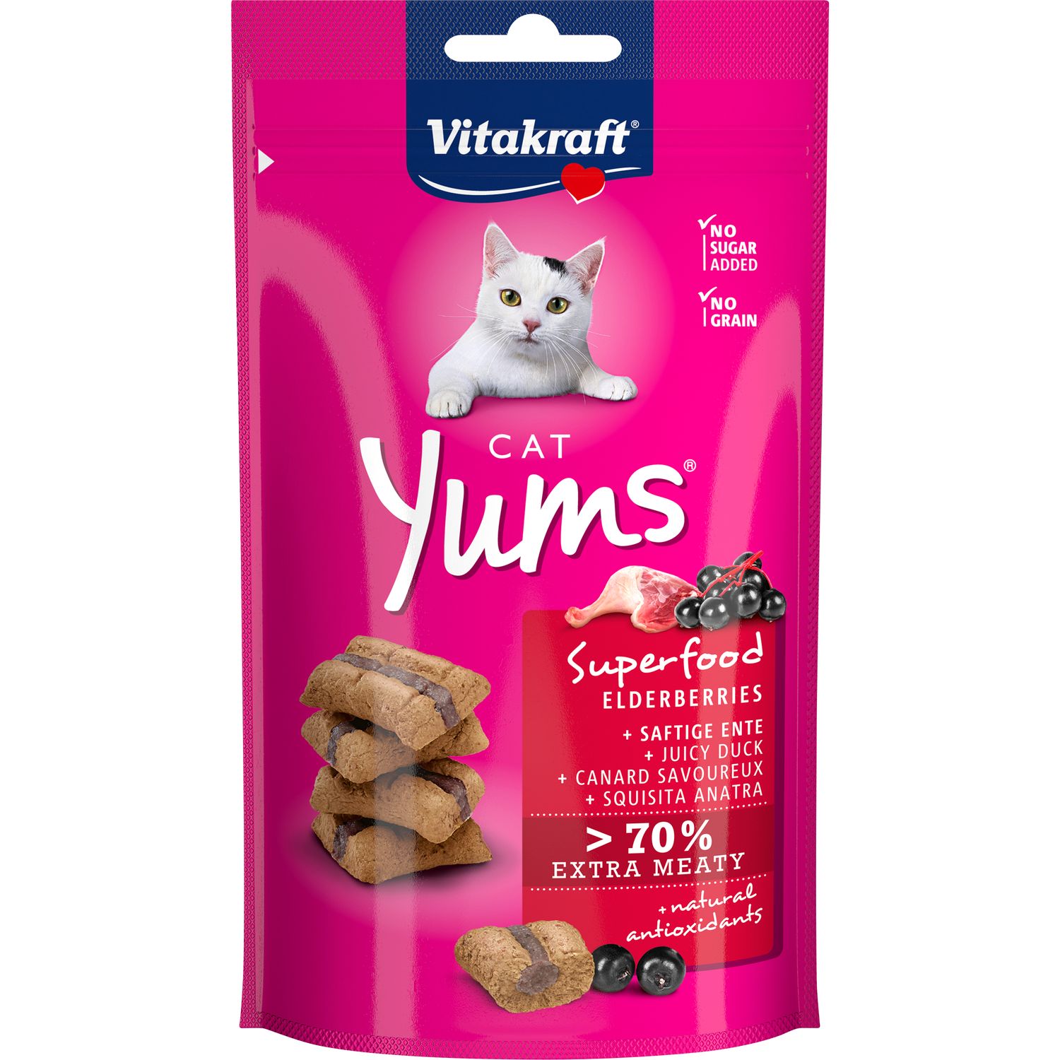 Ласощі для котів Vitakraft Cat Yums з качкою та бузиною, 40 г - фото 1