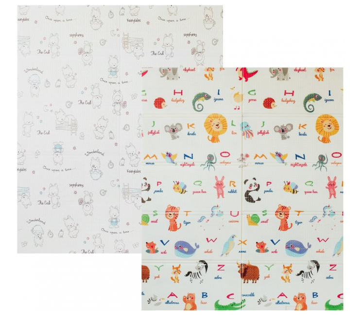 Дитячий двосторонній складаний килимок Poppet Світ тварин і Пригоди ведмедиків, 150х180 см (PP012-150) - фото 1