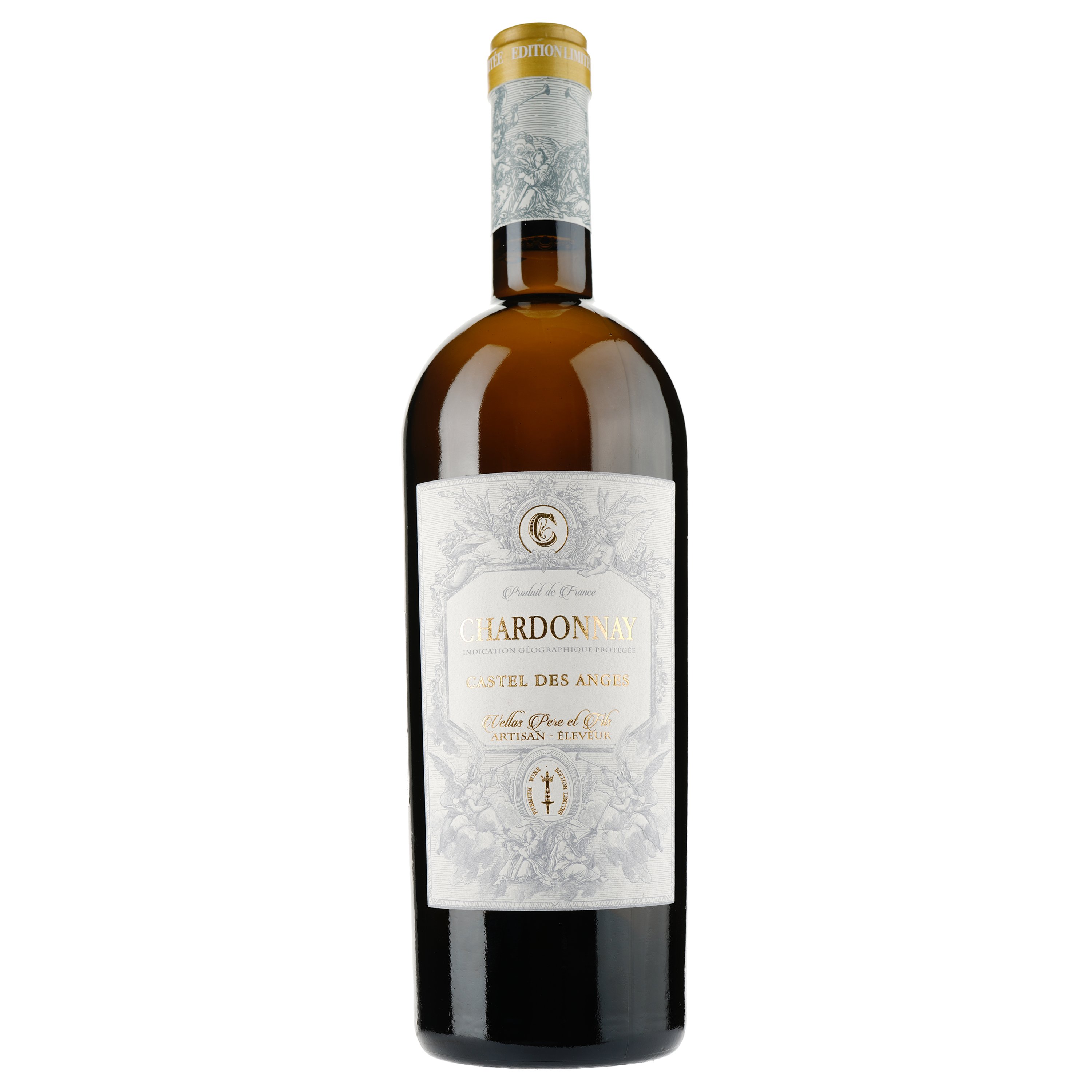 Вино Castel des Anges Chardonnay Blanc IGP Pays D'Oc, біле, сухе 0,75 - фото 1