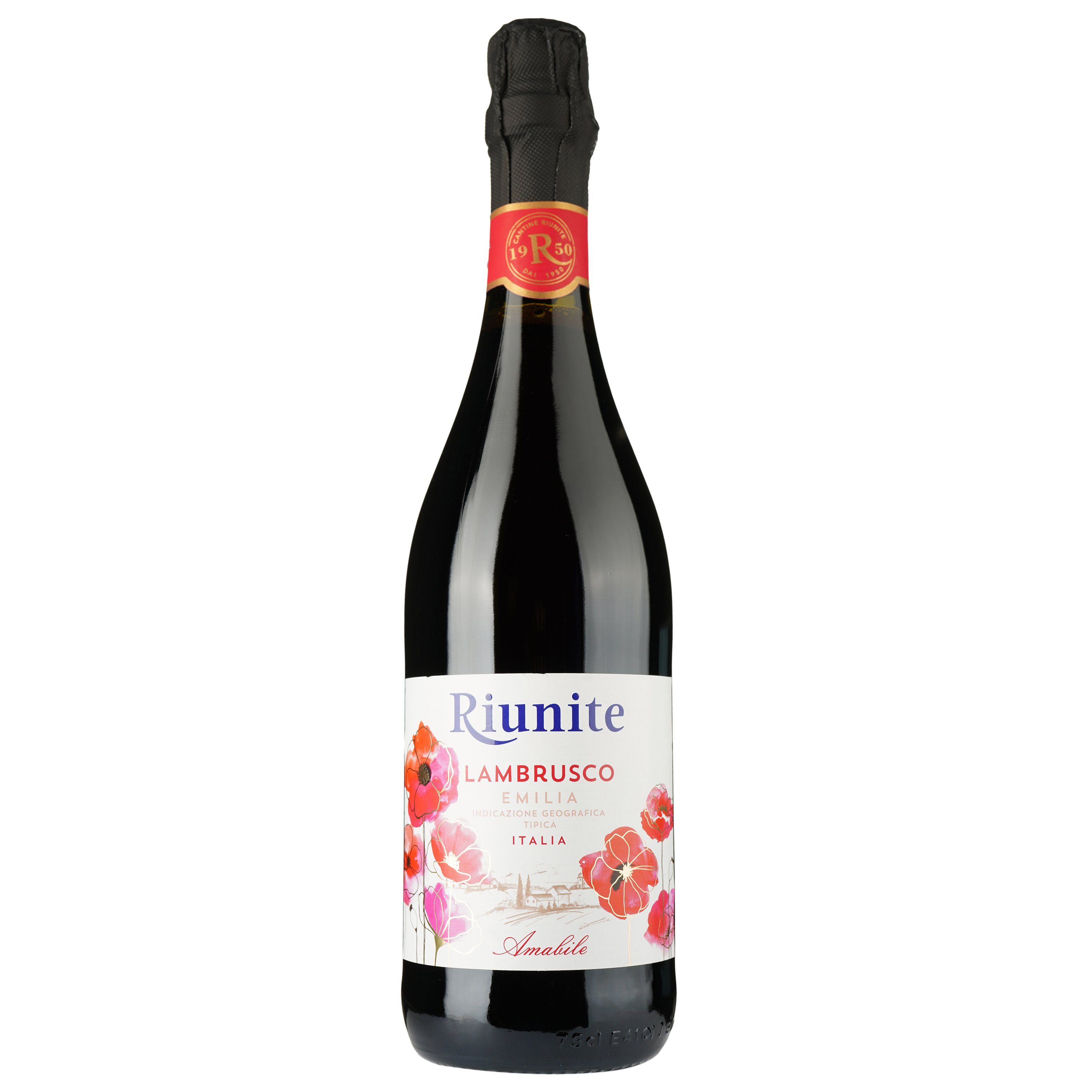 Вино ігристе Riunite Lambrusco Emilia Rosso, червоне, напівсухе, IGP, 7,5%, 0,75 л (619579) - фото 1