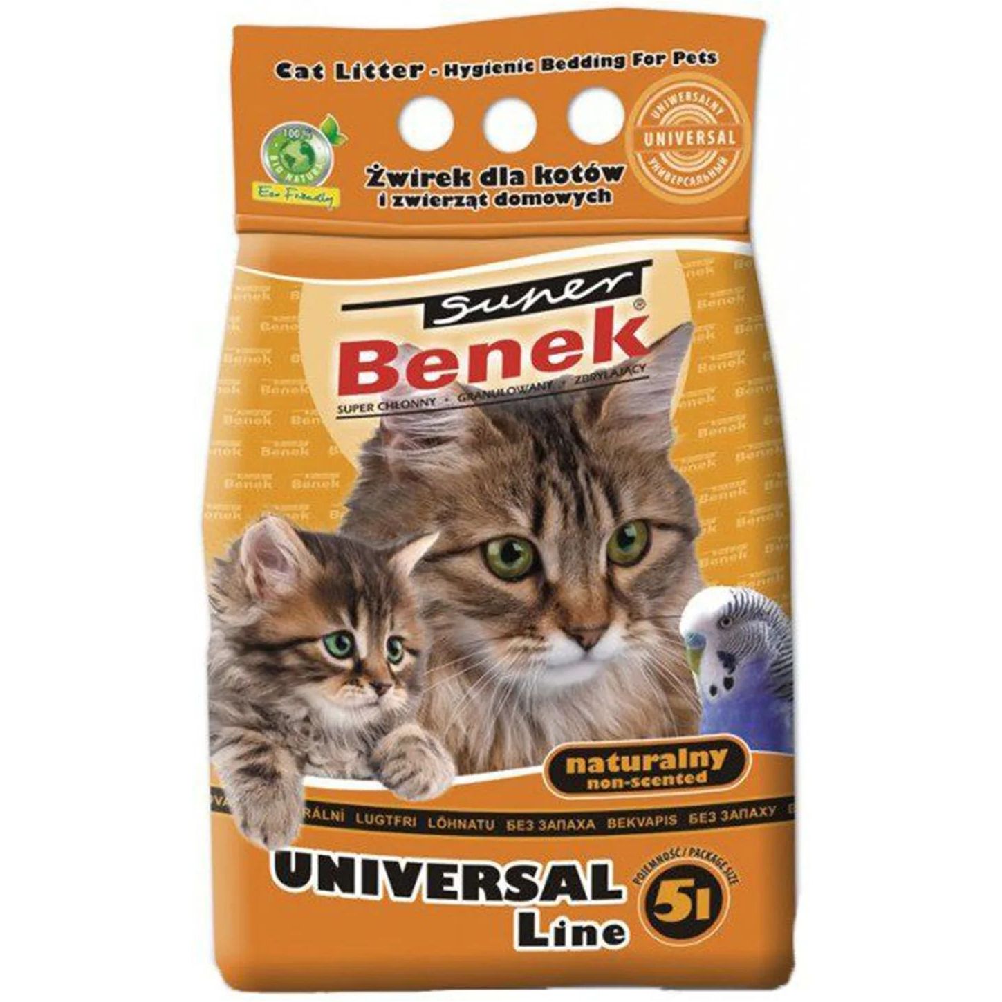 Бентонітовий наповнювач для котячого туалету Super Benek Universal натуральний 5 л - фото 1