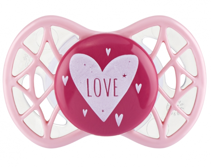 Силіконова симетрична пустушка Nuvita Air55 Cool Love, 0+ міс., рожевий (NV7065PR) - фото 1
