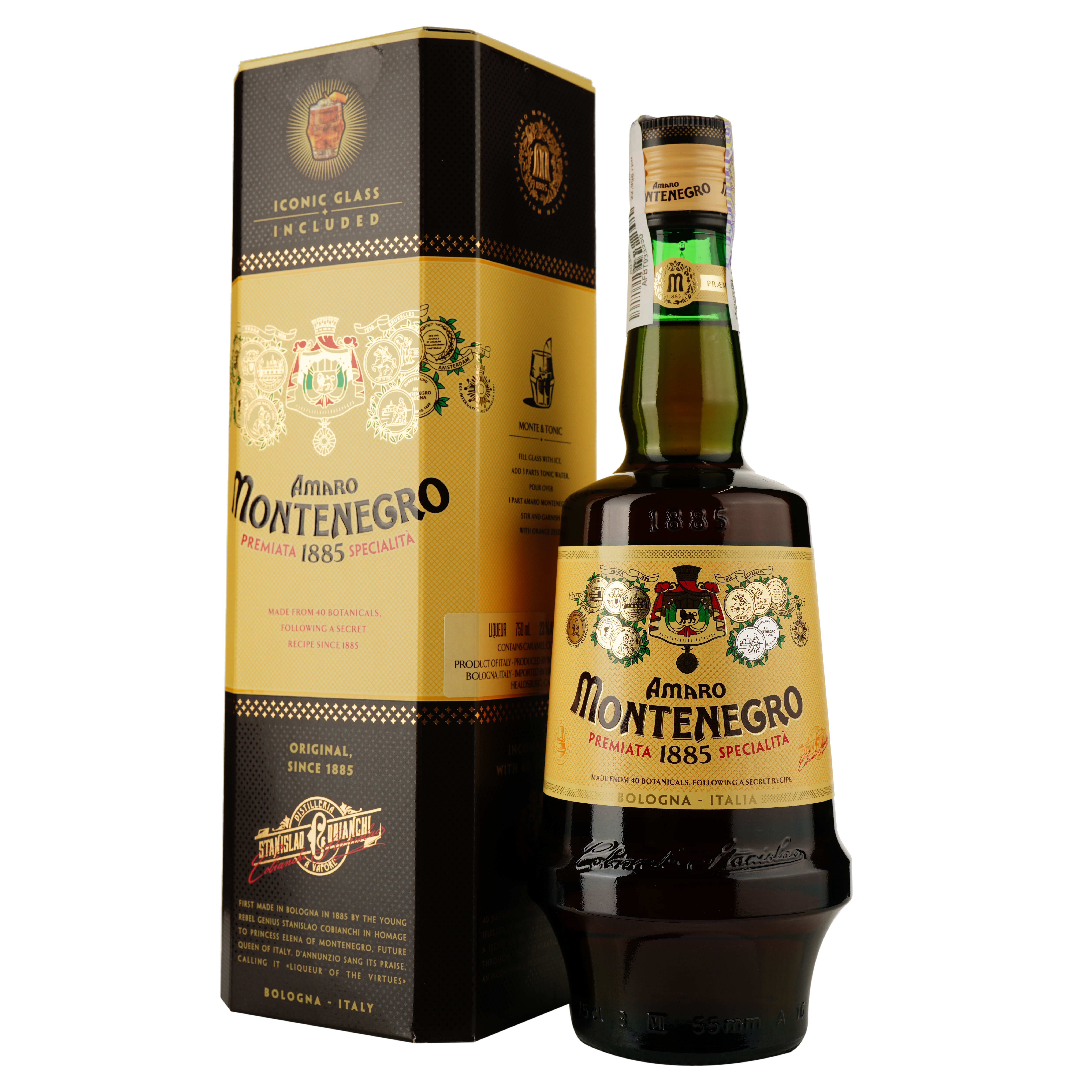 Биттер Amaro Montenegro, с бокалом, 23%, 0,75 л (872556) - фото 1