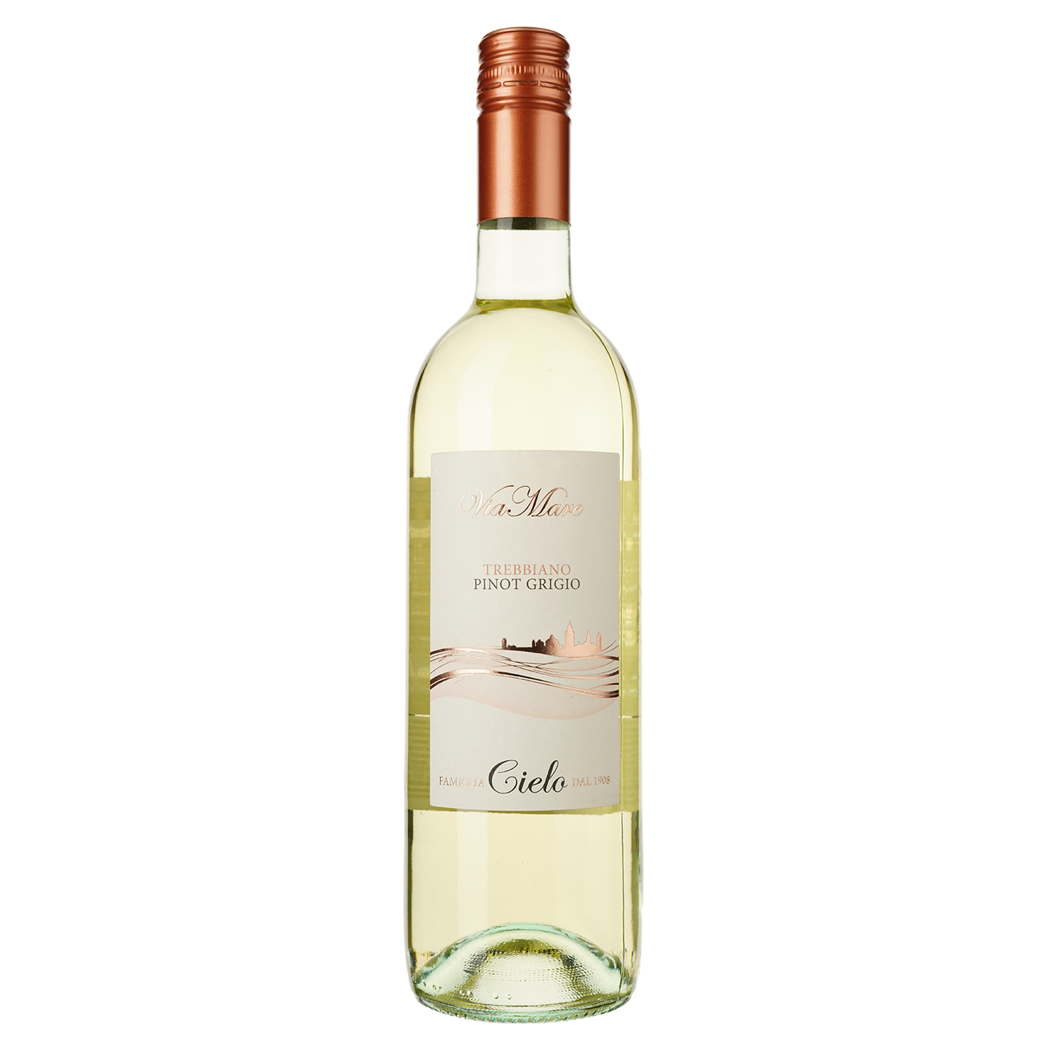 Cielo e Terra Viamare Trebbiano-Pinot Grigio Puglia IGT, біле, сухе, 12%, 0,75 л - фото 1