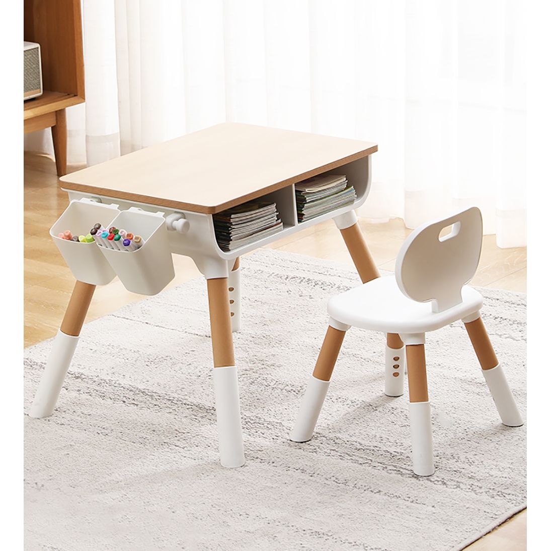 Детский многофункциональный столик и стульчик Poppet Мультивуд 3в1, белый (PP-010) - фото 4