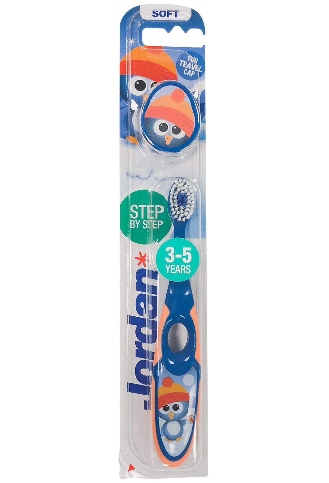 Дитяча зубна щітка Jordan Step 2, 3 - 5 років, м'яка, синій з помаранчевим - фото 1