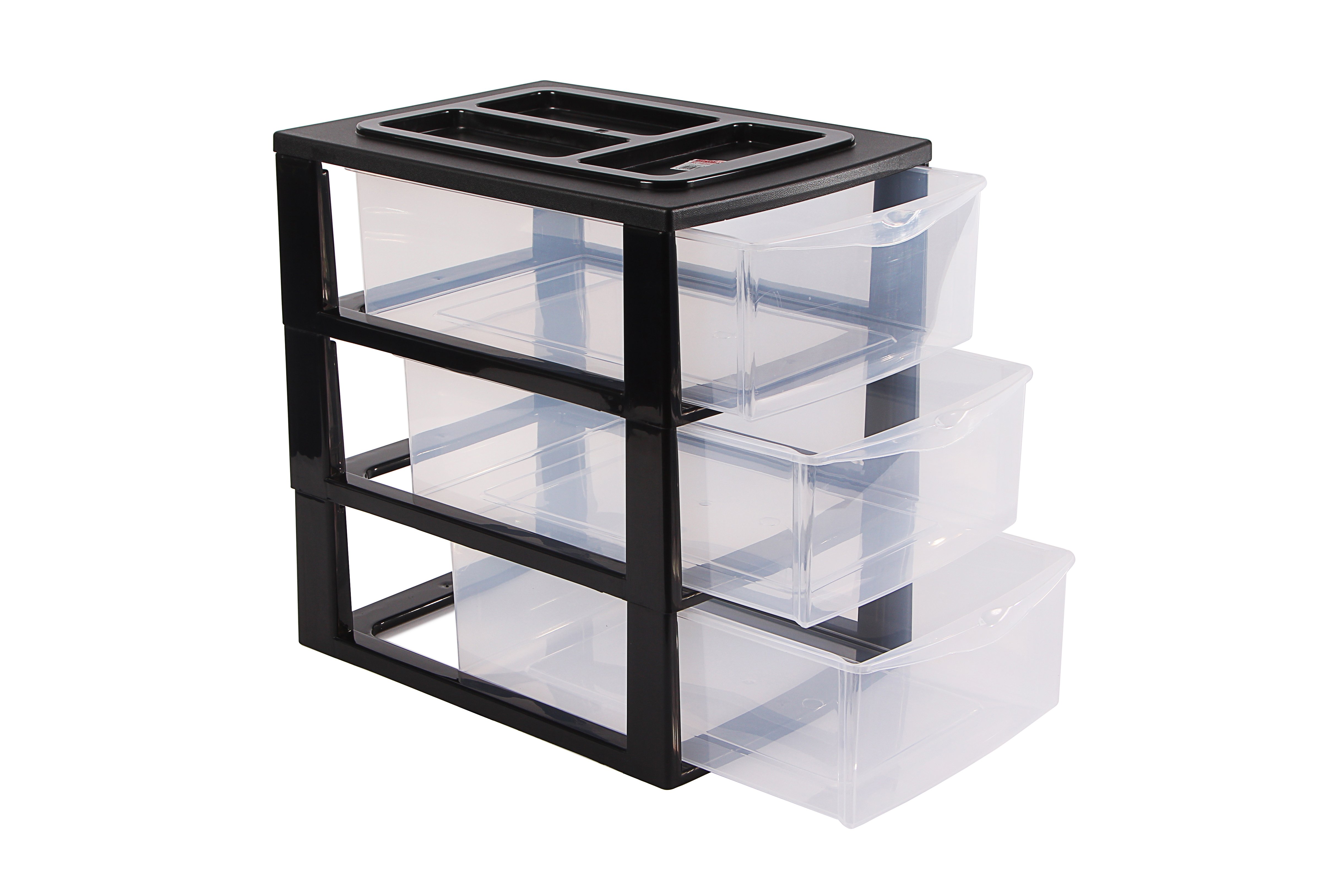 Комод-органайзер пластиковий з 3 висувними лотками Heidrun Professional, 38х27х38 см, чорний (1518) - фото 2