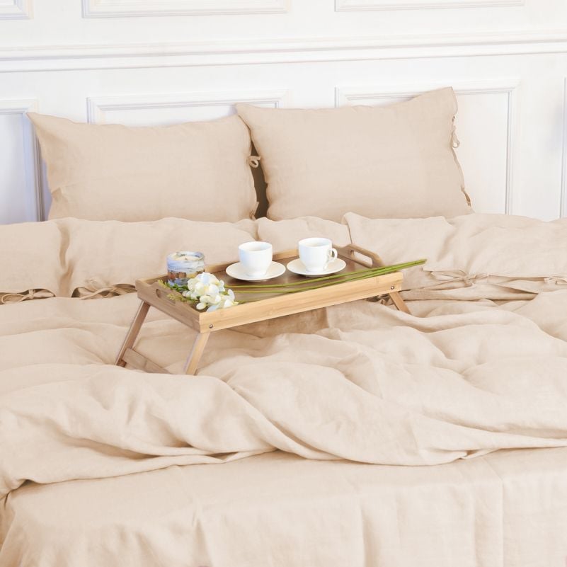 Комплект постельного белья MirSon Natural Linen Amalia лен евро оранжево-розовый (2200008248741) - фото 5