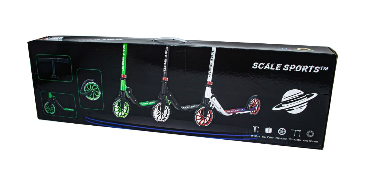 Самокат Scale Sports 88х38х86-96 см Зелений 000231592 - фото 2