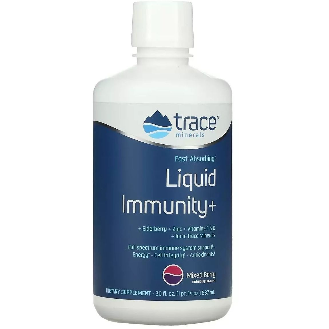 Поддержка иммунной системы Trace Minerals Fast-Absorbing Liquid Immunity+ со вкусом ягод 887 мл - фото 1