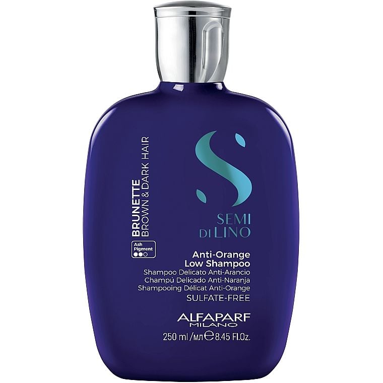 Шампунь для каштановых и темных волос Alfaparf Milano Semi Di Lino Brunette Anti-Orange Low Sulfate Free Shampoo, 250 мл - фото 1