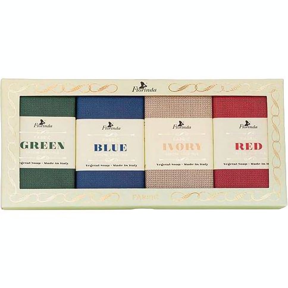 Набір мила Італійські тканини, зелене, синє, слонова кістка, червоне, 800 г (4 шт. х 200 г) - фото 1