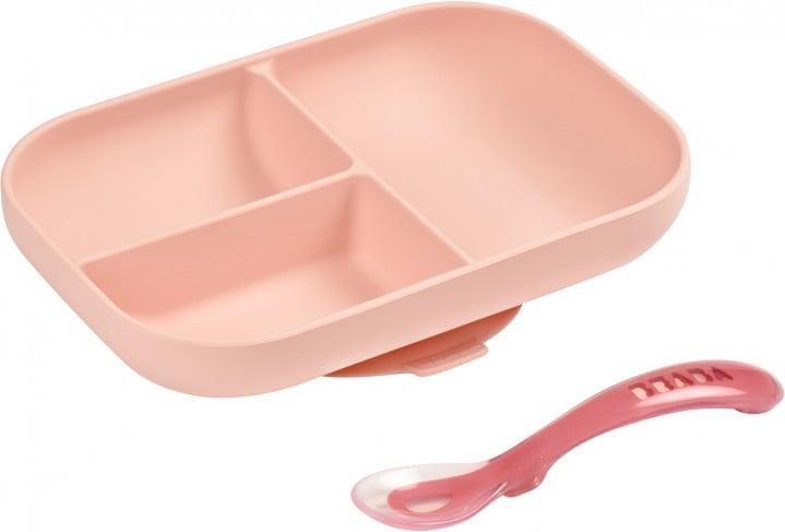 Набір Beaba Babycook порційна тарілка + ложка, рожевий (913456) - фото 1