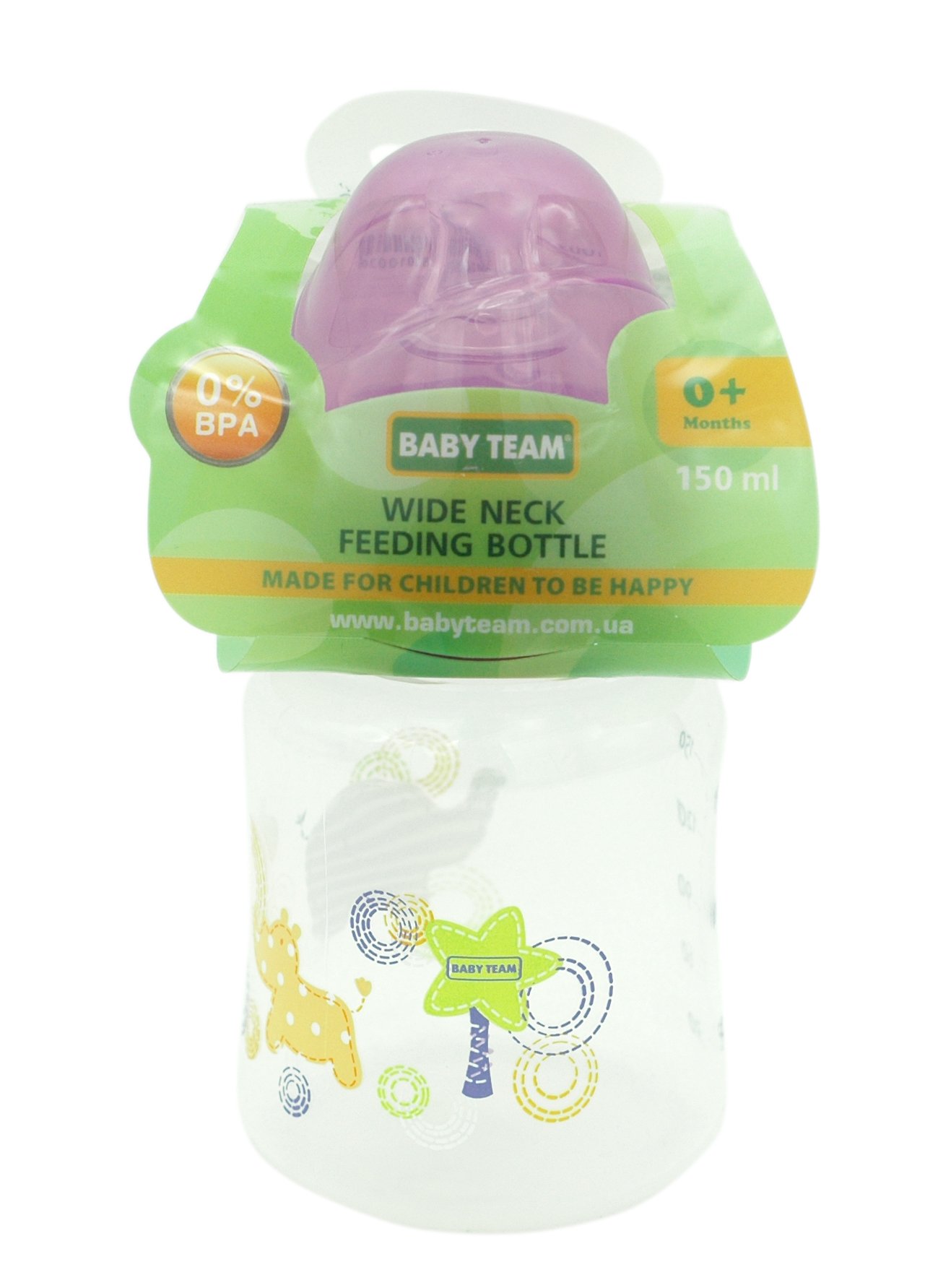 Бутылочка для кормления Baby Team, с широким горлышком, 150 мл, фиолетовый (1003_фиолетовый) - фото 2