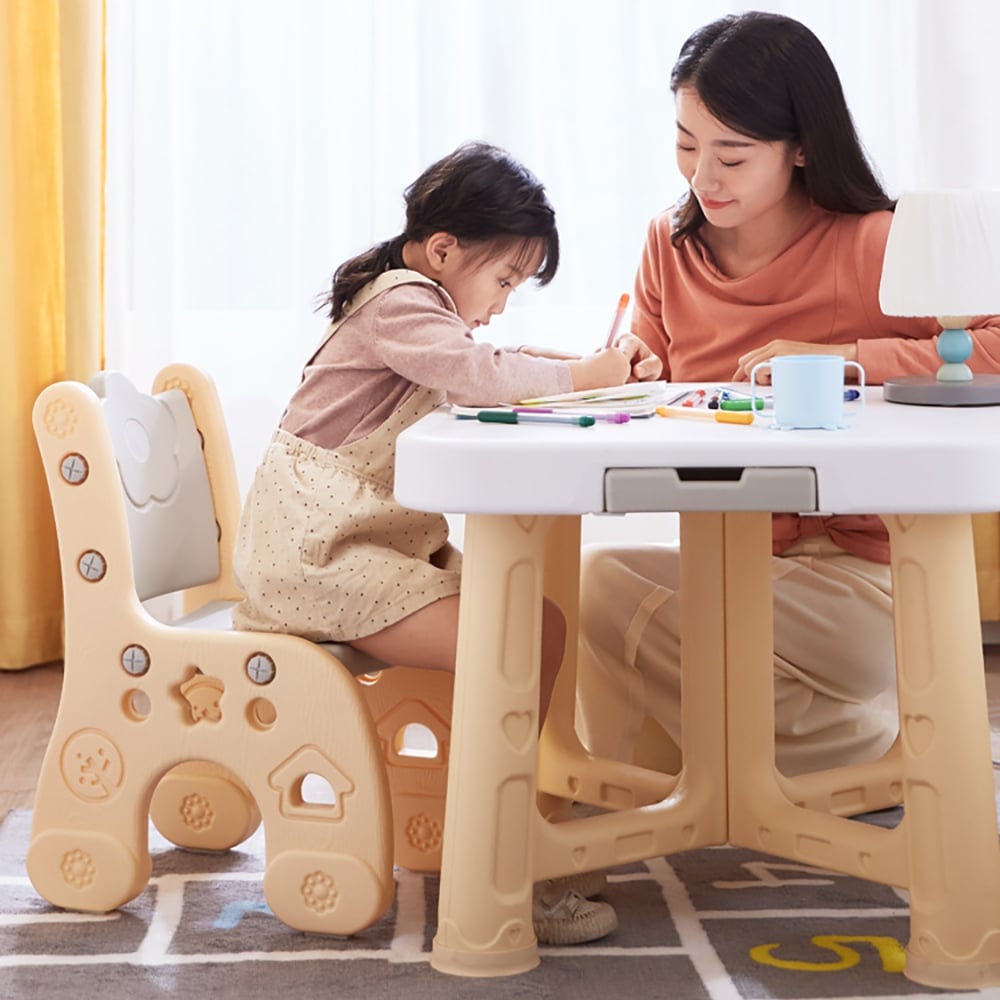 Детский функциональный столик и два стульчика Poppet Классик, серый (PP-001C) - фото 5
