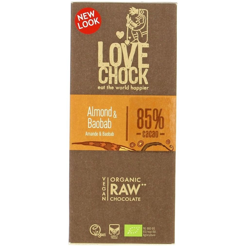 Шоколад сырой Lovechock Миндаль и баобаб органический 85% 70 г - фото 1