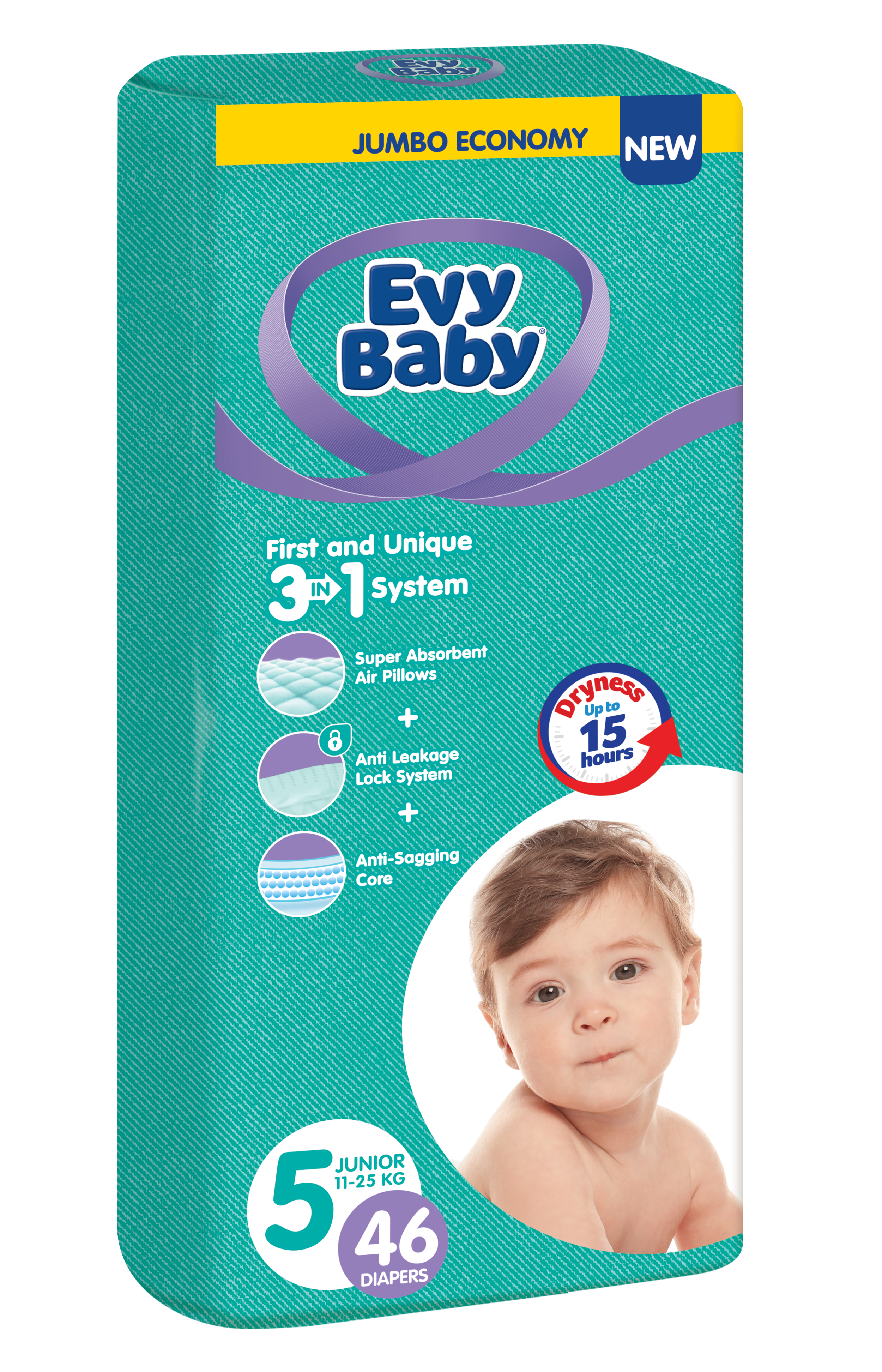 Підгузки Evy Baby 5 (11-25 кг), 46 шт. - фото 1