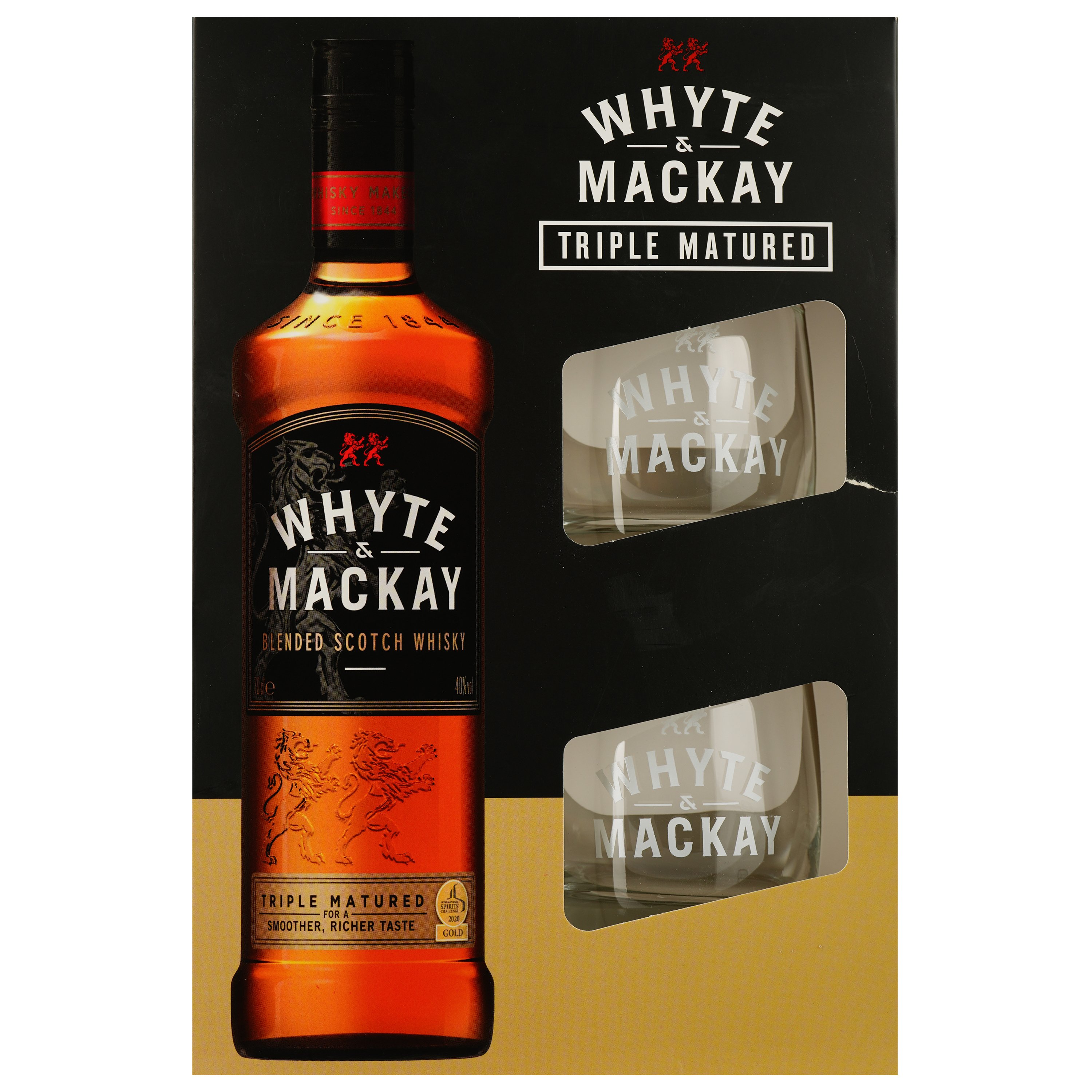 Набор: Виски Whyte&Mackay, 40%, 0,7 л + 2 стакана - фото 1