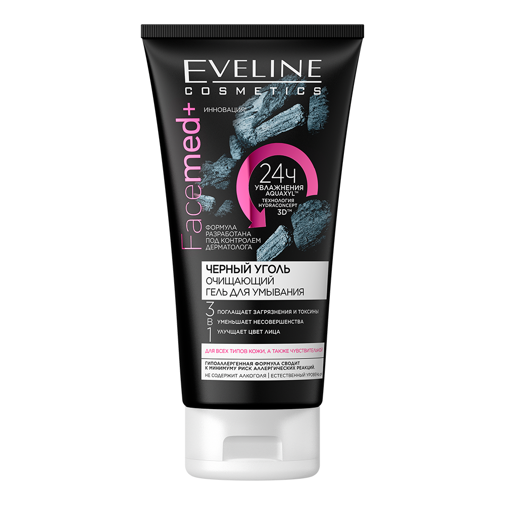 Photos - Facial / Body Cleansing Product Eveline Cosmetics Очищающий гель для вмивання 3 в 1 Eveline Facemed + Чорне вугілля, 150 мл 