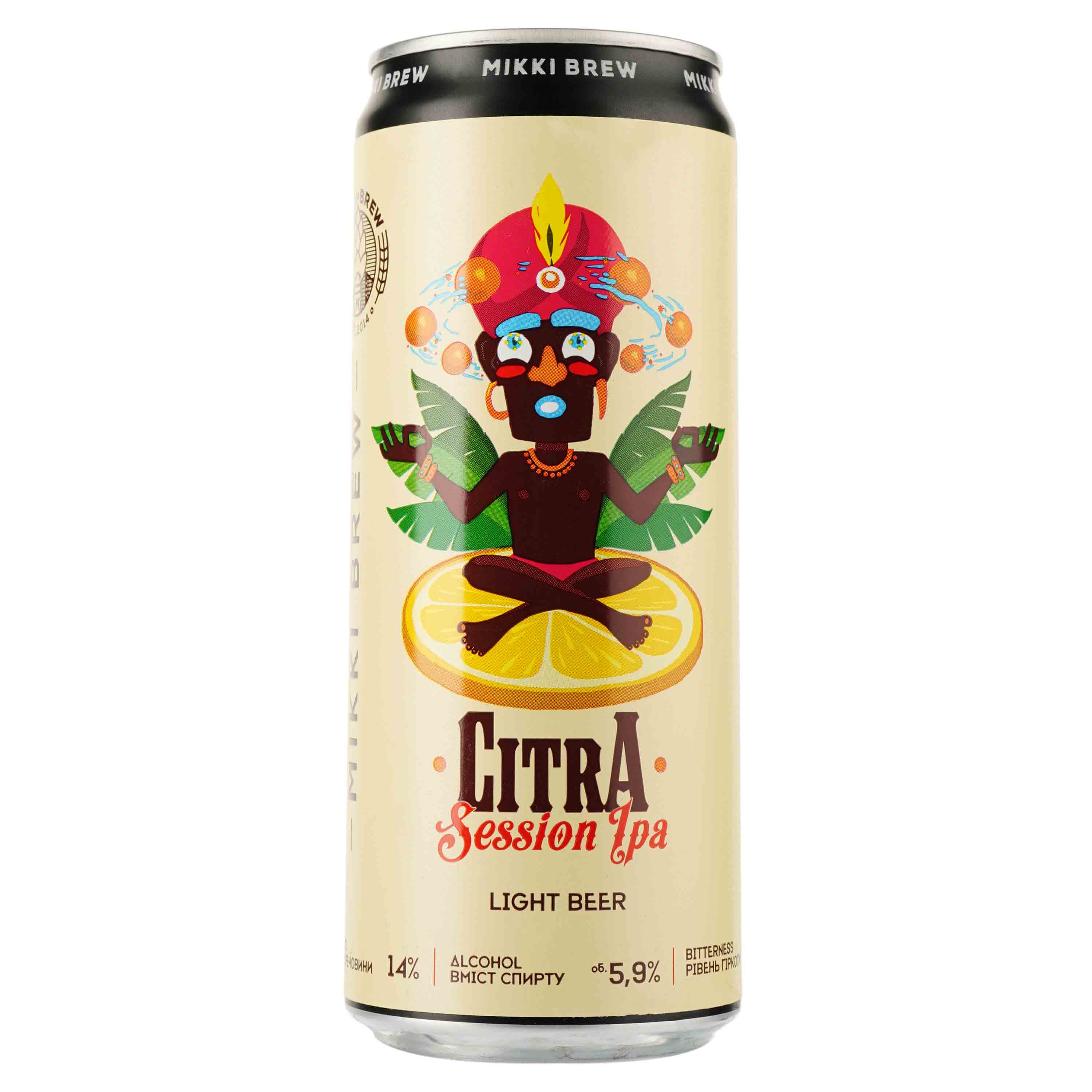 Пиво Mikki Brew Citra, світле, нефільтроване, 5,9%, з/б, 0,33 л - фото 1