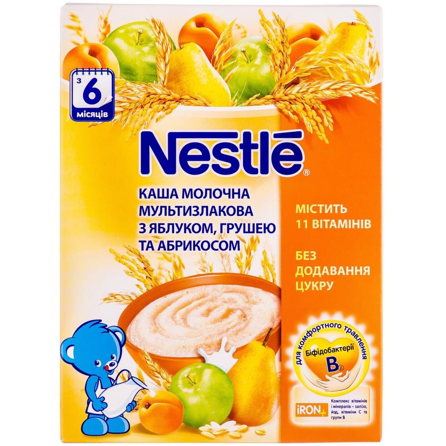 Молочная каша Nestle Мультизлаковая с яблоком, грушей и абрикосом 200 г - фото 1