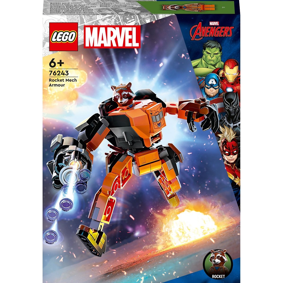 Конструктор LEGO Super Heroes Marvel Робоброня Енота Ракеты 98 деталей (76243) - фото 1