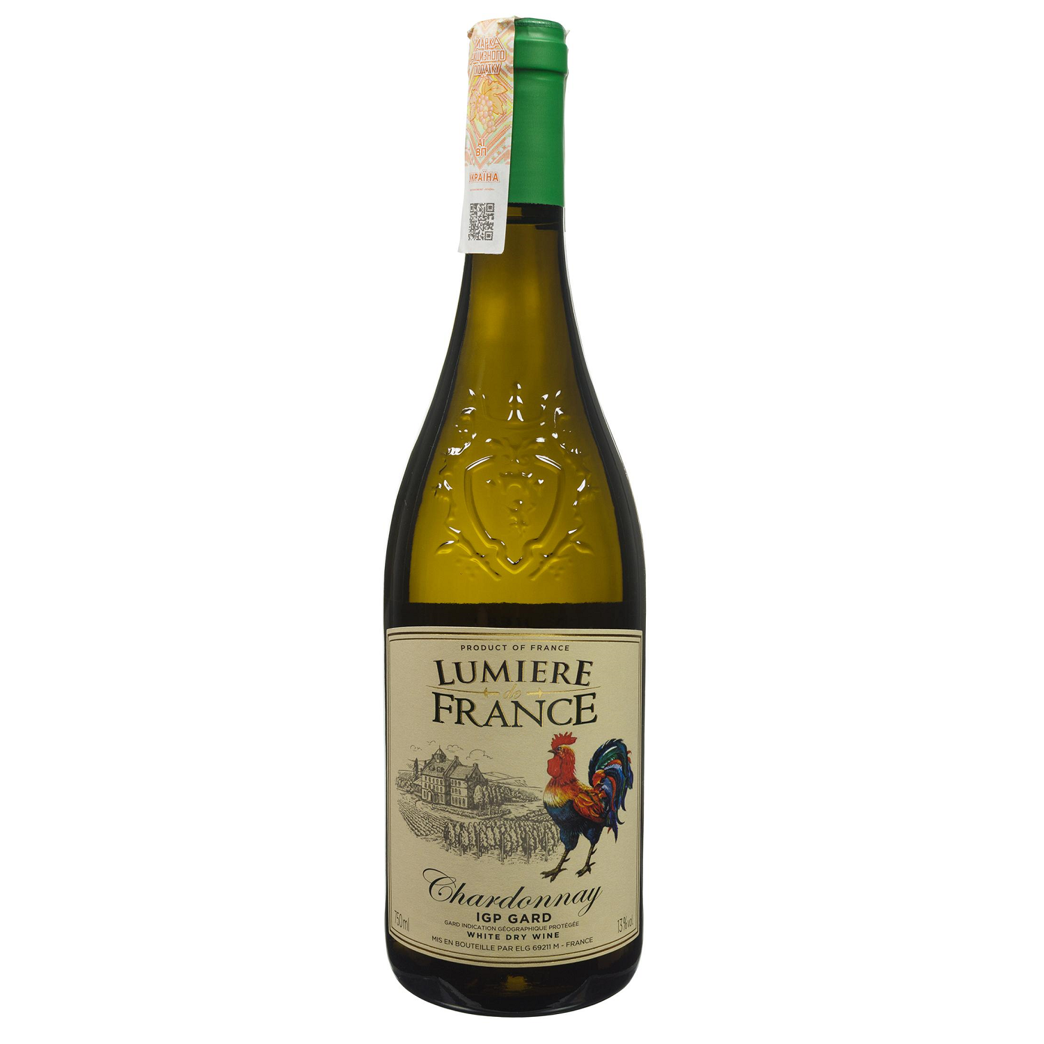 Вино Lumier de France Chardonnay, біле, сухе, 0,75 л - фото 1