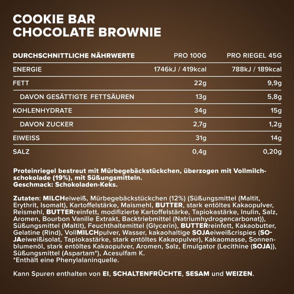 Протеїновий батончик IronMaxx Cookie Bar Шоколадний брауні 45 г - фото 3