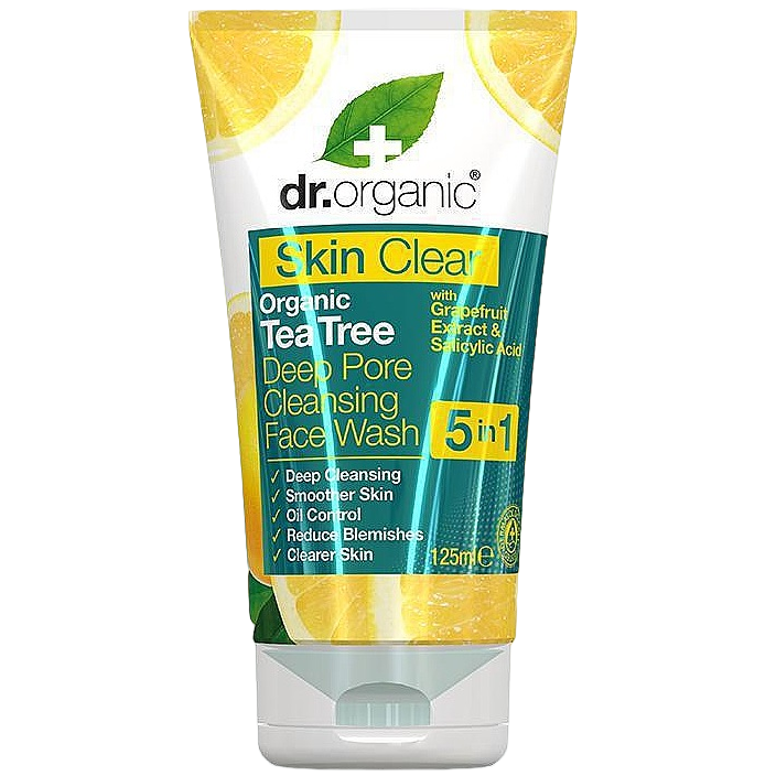 Глубоко очищающий гель для умывания 5 в 1 Dr. Organic Skin Clear 5 in 1 Deep Pore Cleansing Face Wash 125 мл - фото 1